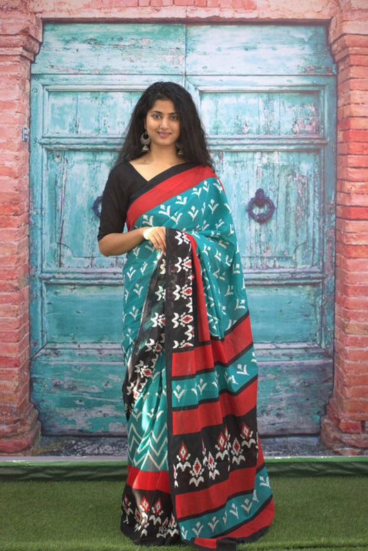 Luxurious Mulmul Cotton Saree: Lightweight & Breathable, 6M with Blouse Piece ARTICLE NO-9