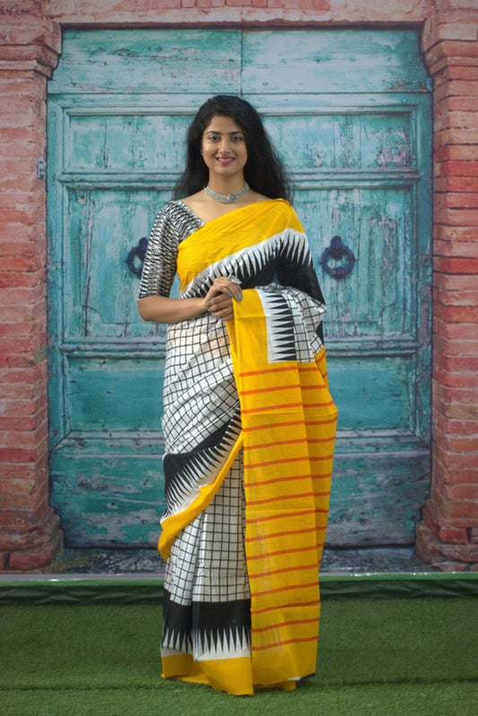 Luxurious Mulmul Cotton Saree: Lightweight & Breathable, 6M with Blouse Piece ARTICLE NO-28