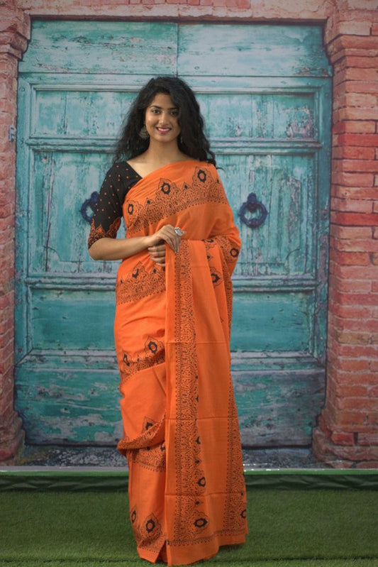 Luxurious Mulmul Cotton Saree: Lightweight & Breathable, 6M with Blouse Piece ARTICLE NO-29