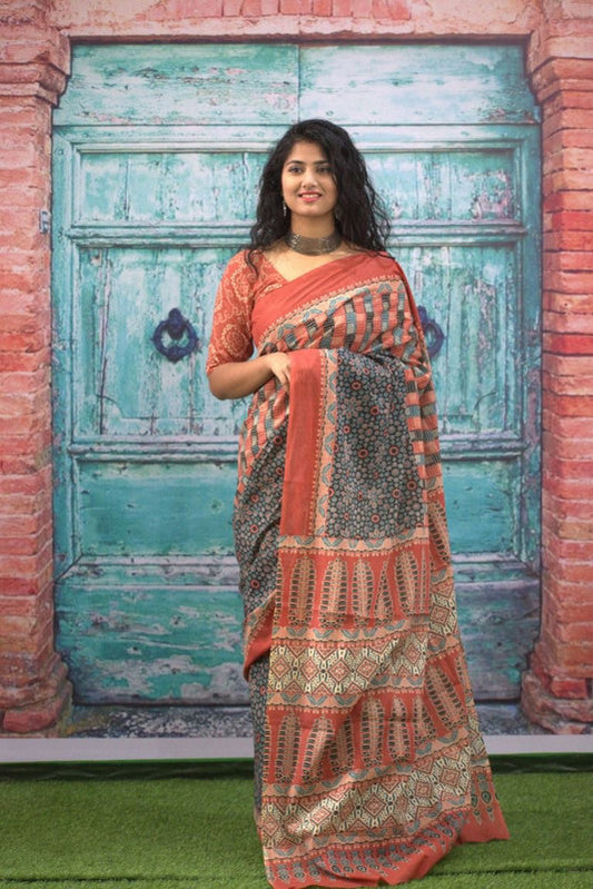 Luxurious Mulmul Cotton Saree: Lightweight & Breathable, 6M with Blouse Piece ARTICLE NO-34