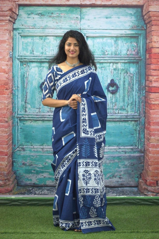 Luxurious Mulmul Cotton Saree: Lightweight & Breathable, 6M with Blouse Piece ARTICLE NO-37