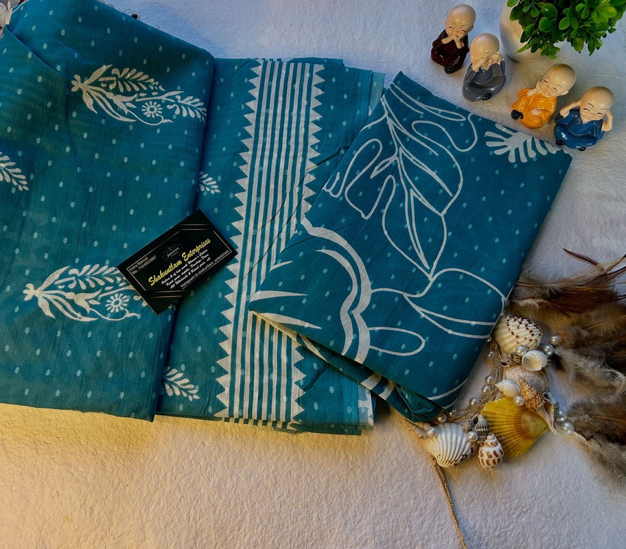 Luxurious Mulmul Cotton Saree: Lightweight & Breathable, 6M with Blouse Piece ARTICLE NO-41