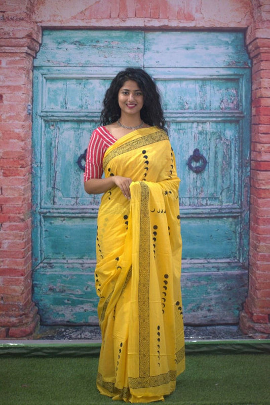 Luxurious Mulmul Cotton Saree: Lightweight & Breathable, 6M with Blouse Piece ARTICLE NO-1
