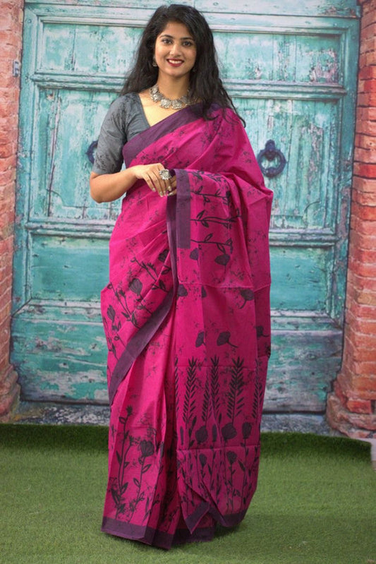 Luxurious Mulmul Cotton Saree: Lightweight & Breathable, 6M with Blouse Piece ARTICLE NO-7