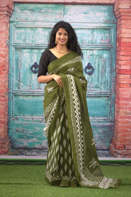 Luxurious Mulmul Cotton Saree: Lightweight & Breathable, 6M with Blouse Piece ARTICLE NO-13