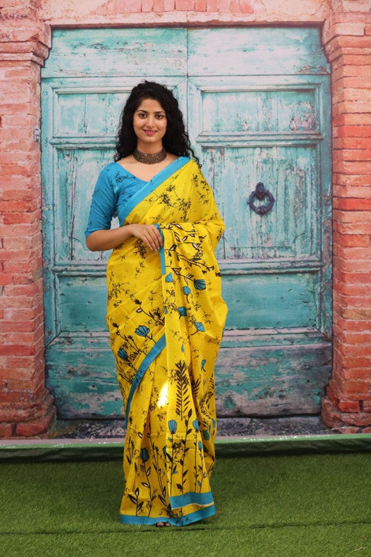 Luxurious Mulmul Cotton Saree: Lightweight & Breathable, 6M with Blouse Piece ARTICLE NO-14