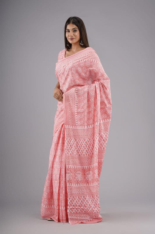 Luxurious Mulmul Cotton Saree: Lightweight & Breathable, 6M with Blouse Piece ARTICLE NO-18