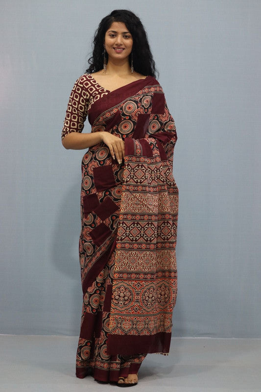 Luxurious Mulmul Cotton Saree: Lightweight & Breathable, 6M with Blouse Piece ARTICLE NO-19