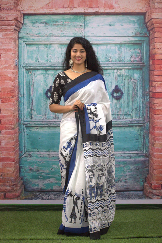 Luxurious Mulmul Cotton Saree: Lightweight & Breathable, 6M with Blouse Piece ARTICLE NO-20