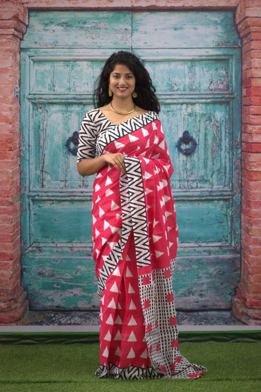 Luxurious Mulmul Cotton Saree: Lightweight & Breathable, 6M with Blouse Piece ARTICLE NO-21