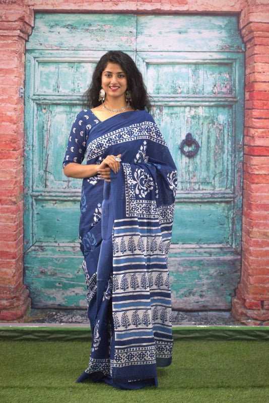 Luxurious Mulmul Cotton Saree: Lightweight & Breathable, 6M with Blouse Piece ARTICLE NO-24