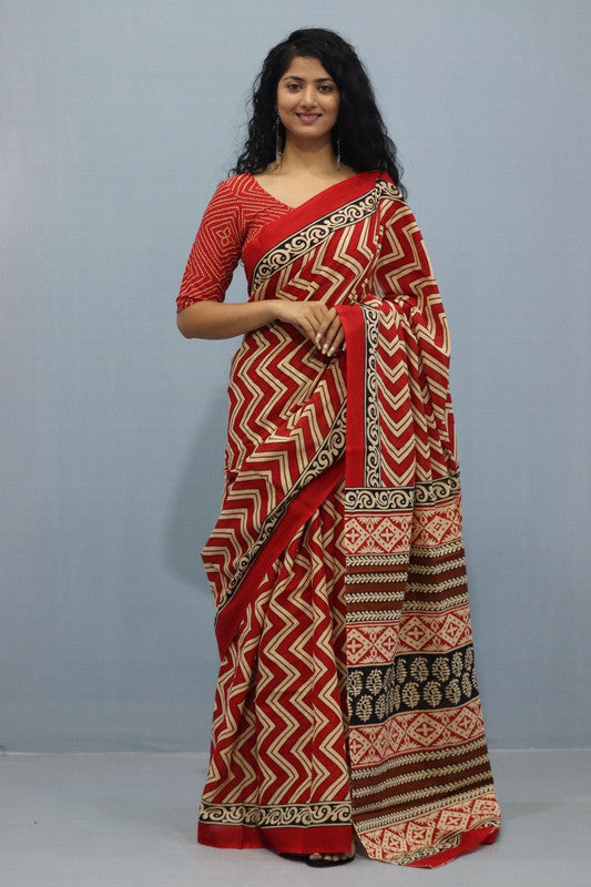 Luxurious Mulmul Cotton Saree: Lightweight & Breathable, 6M with Blouse Piece ARTICLE NO-25