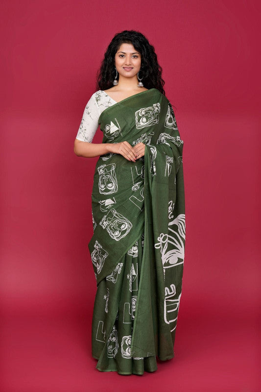 Luxurious Mulmul Cotton Saree: Lightweight & Breathable, 6M with Blouse Piece ARTICLE NO-26