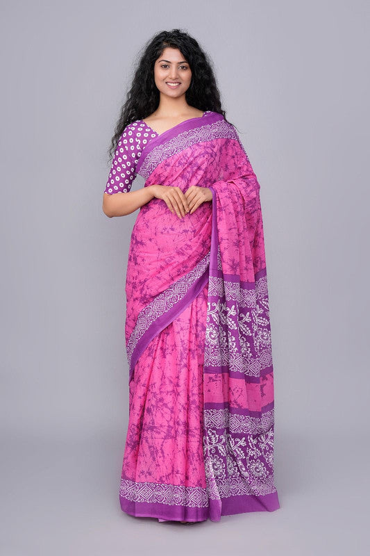 Luxurious Mulmul Cotton Saree: Lightweight & Breathable, 6M with Blouse Piece ARTICLE NO-49