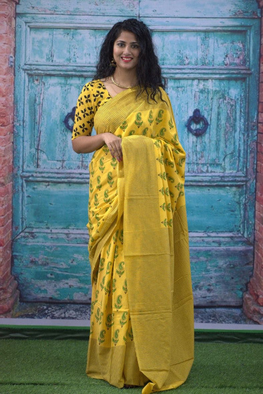 Luxurious Mulmul Cotton Saree: Lightweight & Breathable, 6M with Blouse Piece ARTICLE NO-53